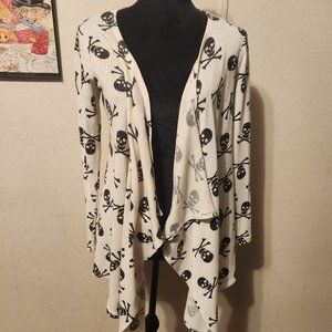 Hot Topic White and Black Skull Cardigan Size Small.